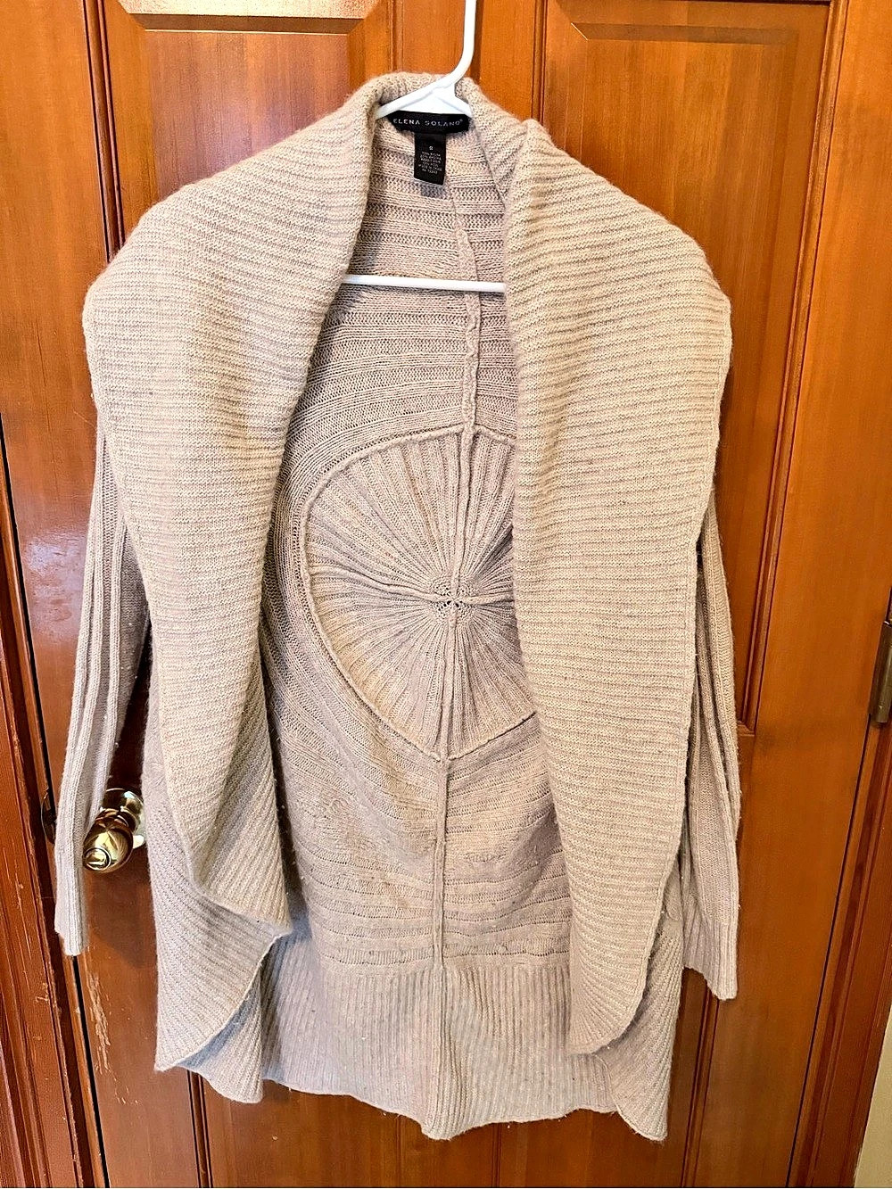 Wool Blend Elena Solano Knit Draped Cardigan Size Small